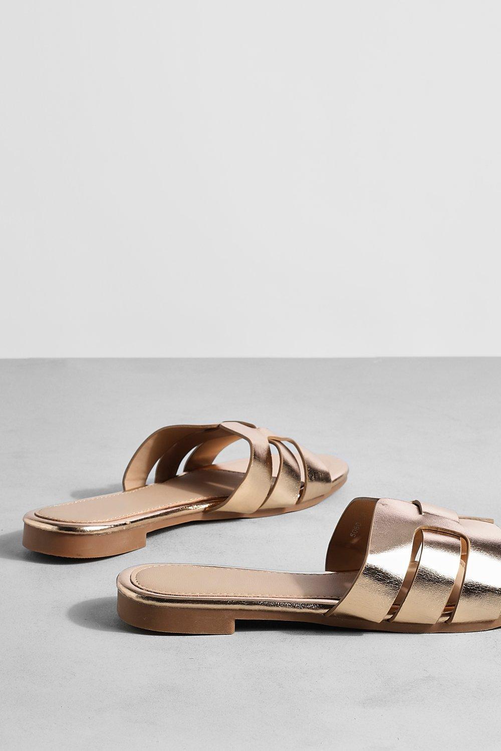 Rose gold sandals store boohoo